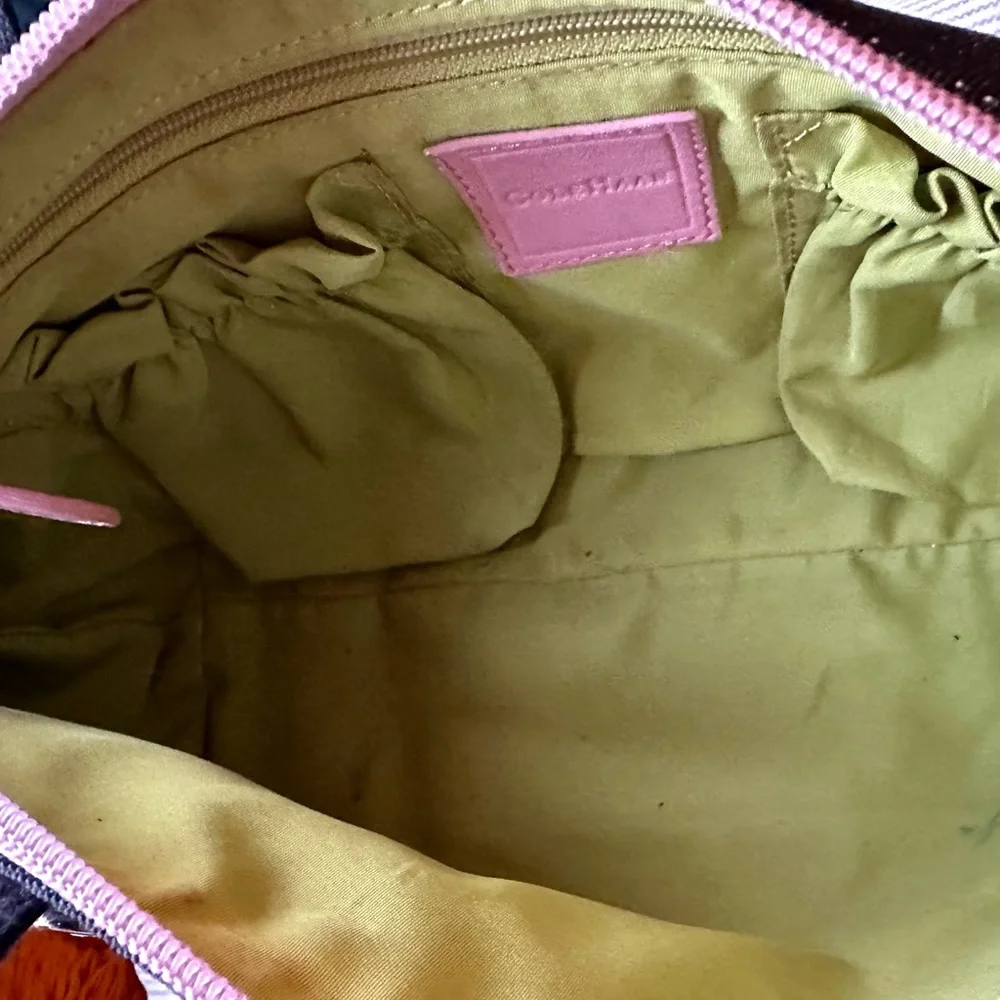 Cole Haan Black Nylon & Pink Leather Shoulder Bag